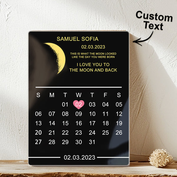 Custom Moon Phase Plaque Calendar Plauqe Frame Gift for Couple - Myphotomugs