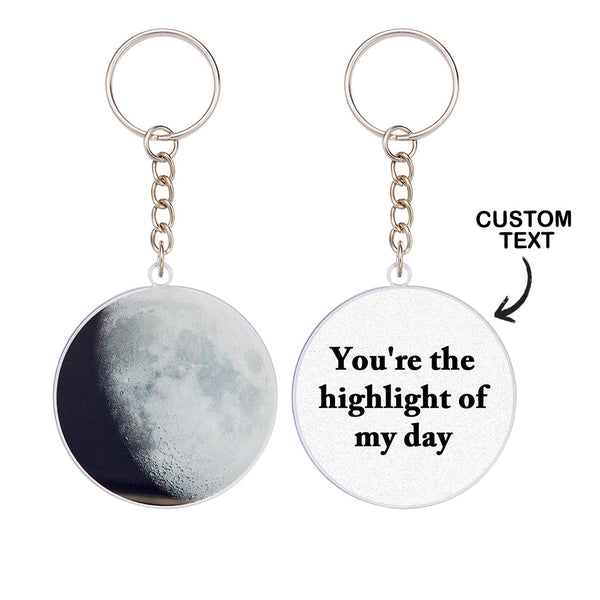 Custom Moon Phase Keychain Personalized Anniversary Gift for Him Birthday Gift for Man - Myphotomugs