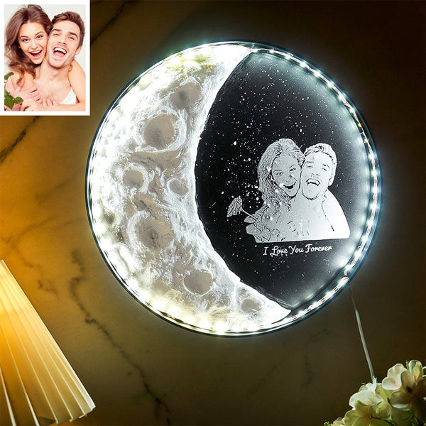 Personalized Photo Moon Lamp With Text DIY Clay Color Paint Night Light For Couples - Myphotomugs