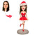 Christmas Gift Happy Girl in Red Custom Bobblehead with Engraved Text - Myphotomugs