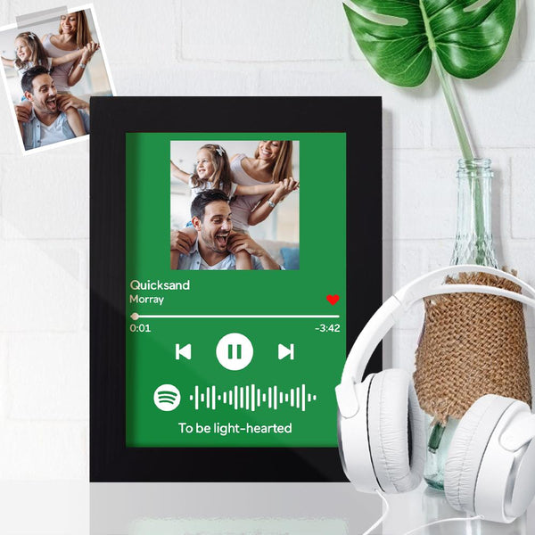 Custom Spotify Frame Song Frame Green Music Plaque Code Painting Wall Decoration With Wood Frame (7"&10")