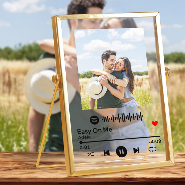 Personalized Spotify Code Music Plaque Christmas Gifts Spotify Acrylic Scannable Glass Art Spotify Plaque with Golden Frame