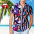 Custom Face Blue Striped Hawaiian Shirt Tropical Leaves Pattern Hawaiian Shirt - Myphotomugs