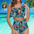Face Swimsuit Custom Ruffle Bikini with Face High Waisted - Colorful Leaves