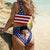Custom Face Bikini Women's Chest Strap Bathing Suit Swimsuit with Face - American Flag