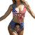 Custom Face Bikini Women's Chest Strap Bathing Suit Swimsuit with Face - American Flag