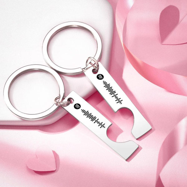 2 Personalized Music Code Keychain Christmas Gifts Heart Cut Out Friend Keychain Couple Keychain