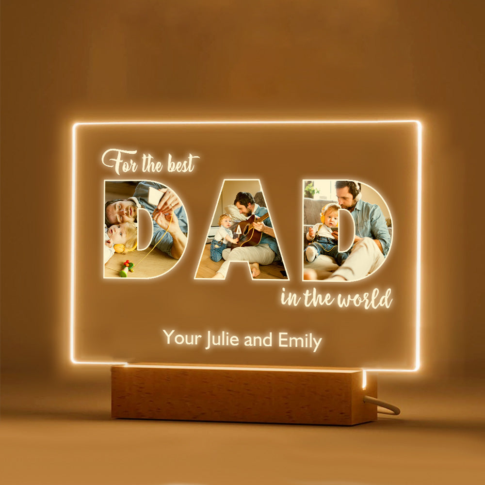 Custom Father's Day Night Light Personalized Photo Acrylic Lamp Gifts for Dad - Myphotomugs