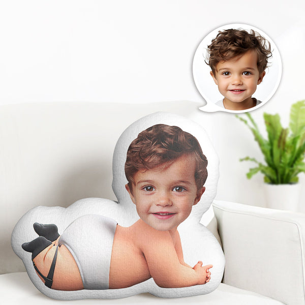 Custom Face Pillow Minime Baby Boss Wearing Diaper Doll Personalized Photo Gifts for Kids - Myphotomugs