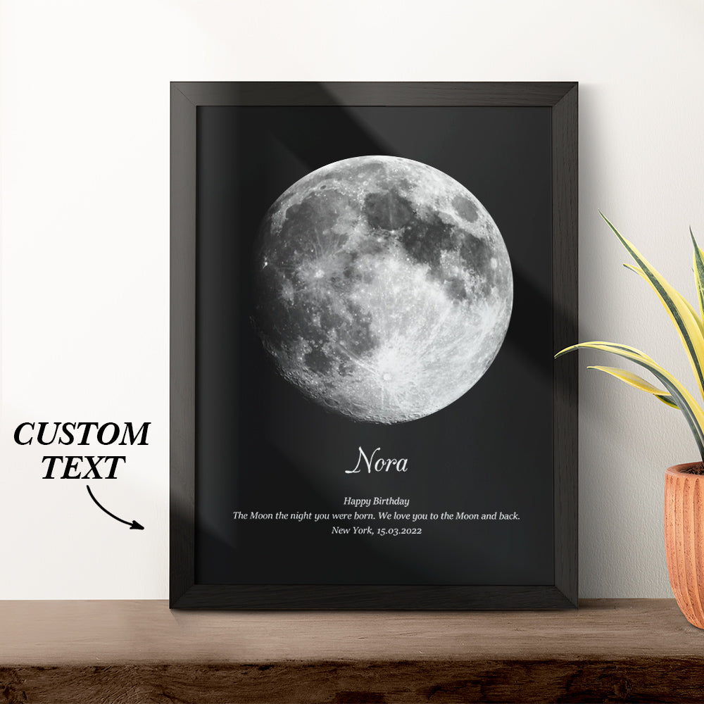 Custom Moon Phase Wooden Frame with Personalized Name and Text - Myphotomugs