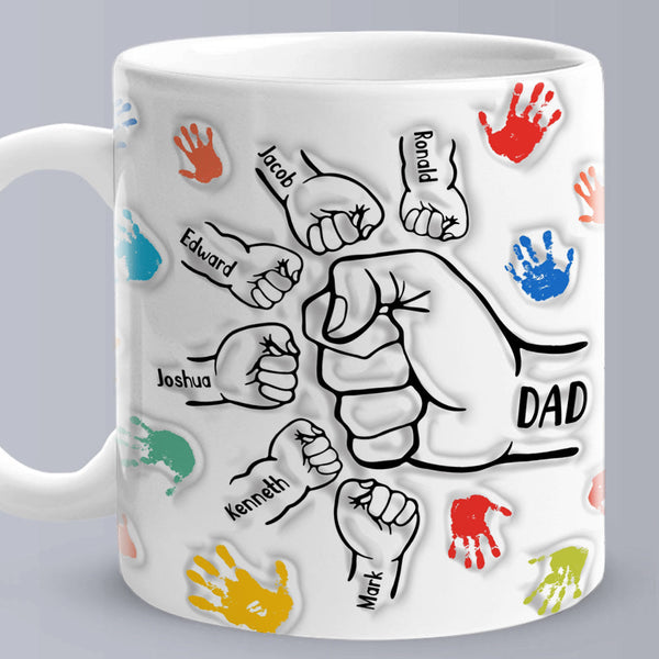 Personalized Custom Names 3D Inflated Effect Printed Mug Gift for Dad Grandpa - Myphotomugs