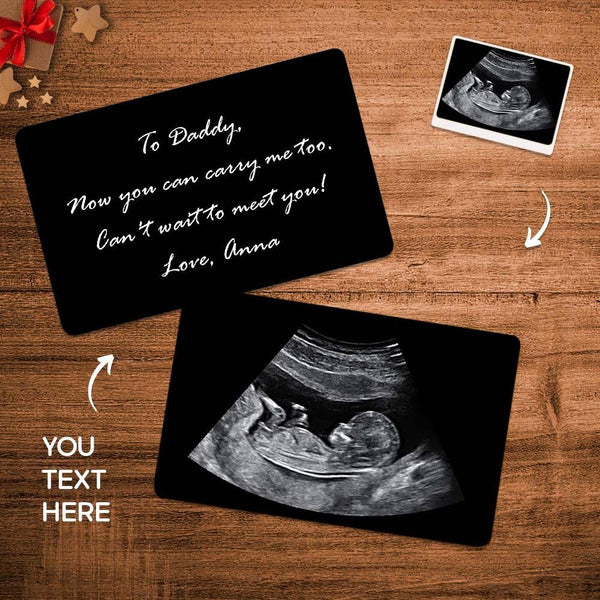 Custom Photo Engraved Ultrasound Wallet Card New Dad Pregnancy Gift - Myphotomugs