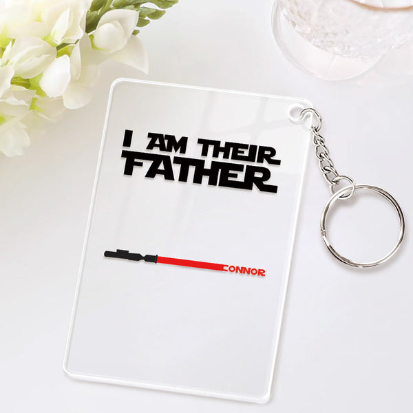 Custom Name Light Saber Keychain I Am Their Father Acrylic Keychain Father's Day Gift