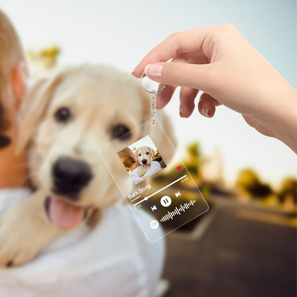 Custom Music Code Music Keychain Personalized Pet Photo Acrylic Keyring Gift For Pet Lover