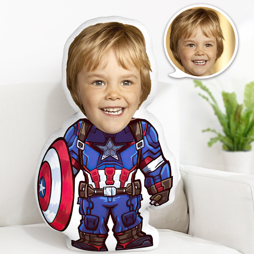Captain America Photo Pillow Personalized Photo Pillow Custom Pillow Minime Pillow - Myphotomugs