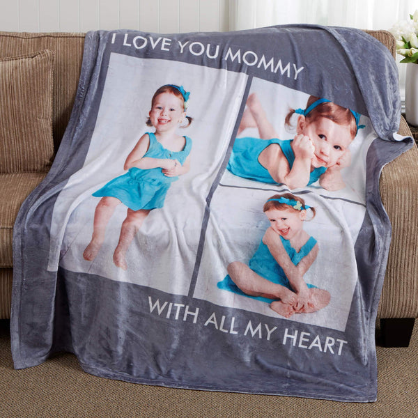 Custom Picture Blanket Personalized Photo Blankets Custom Collage Blankets With 4 Photos For Her