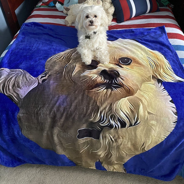 Custom Dog Blankets Personalized Pet Photo Blankets Painted Art Portrait Fleece Blanket Best Gift Your Beloved Puppy