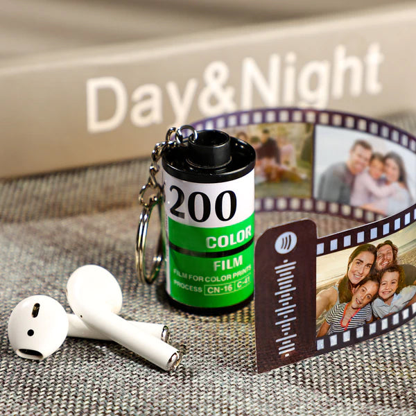 Personalized Spotify Code Camera Roll Keychain Kodak Multiphoto for Family 5-20 Pictures Green Shell