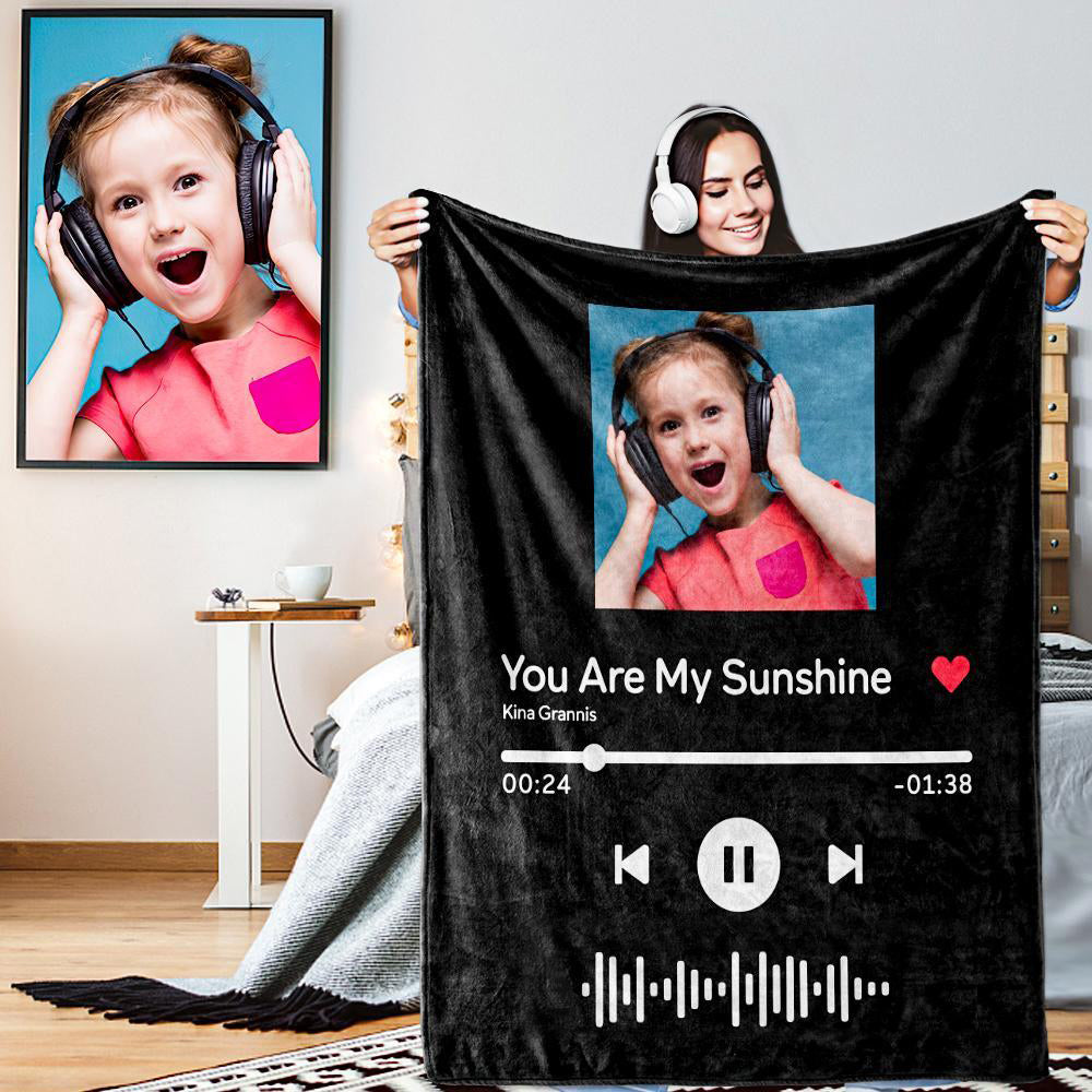Valentine's Day Gifts Custom Scannable Code Music Blanket Kids Photo Blankets