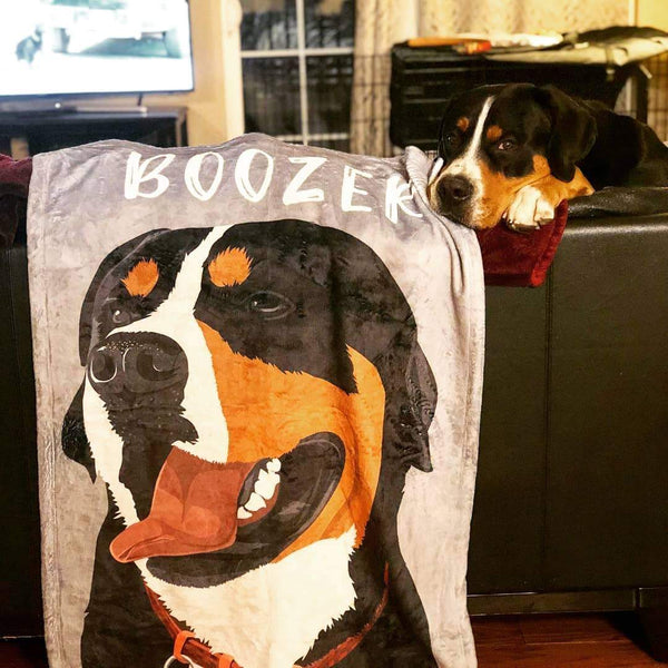 Custom Dog Blankets Personalized Pet Photo Blankets Painted Art Portrait Fleece Blanket Best Gift Laying on the Sofa