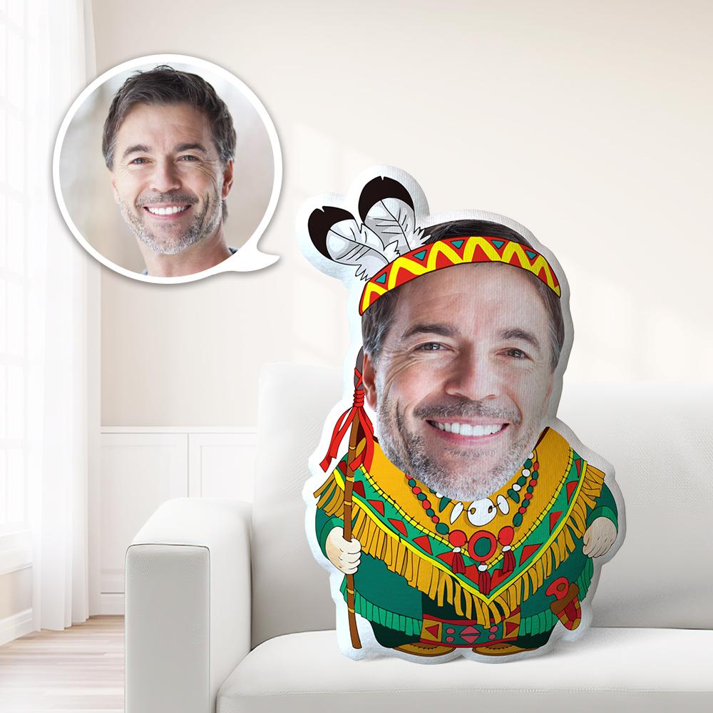MiniMe Pillow Personalized Photo Pillow My Custom Face Pillow Indian Chief Pillow Gift