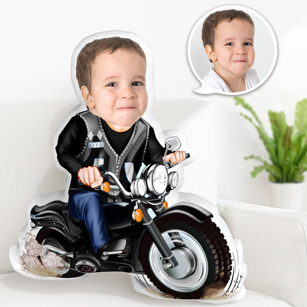 Custom Motorcycle Man Toys Personalized Photo Face Dolls My Face on Pillows Unique Personalized Throw Pillow - Myphotomugs
