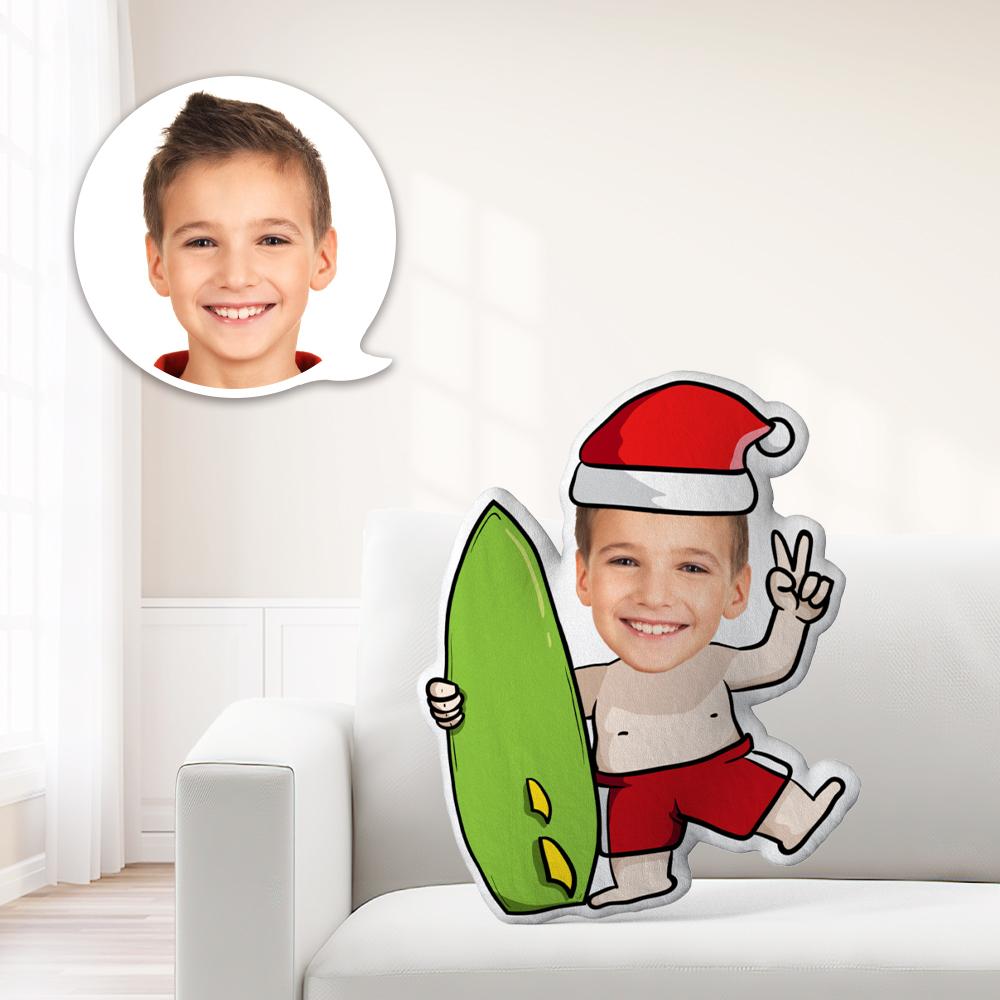 Christmas Gifts Custom Minime Throw Pillow Unique Personalized Minime Christmas Baby Holding A Surfboard Throw Pillow Give Your Child The Most Meaningful Gift