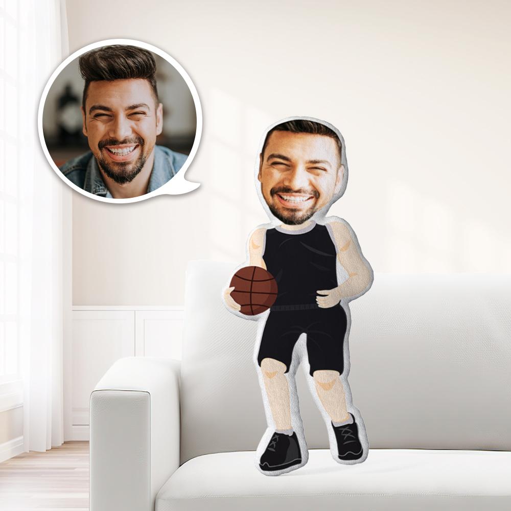 Personalized Photo Pillow Unique Customized Face Pillow For Him Black Basketball Jersey Pillow Gift