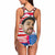 Face Swimsuit One Piece Swimsuit Custom Bathing Suit with Husbands Face - American Flag