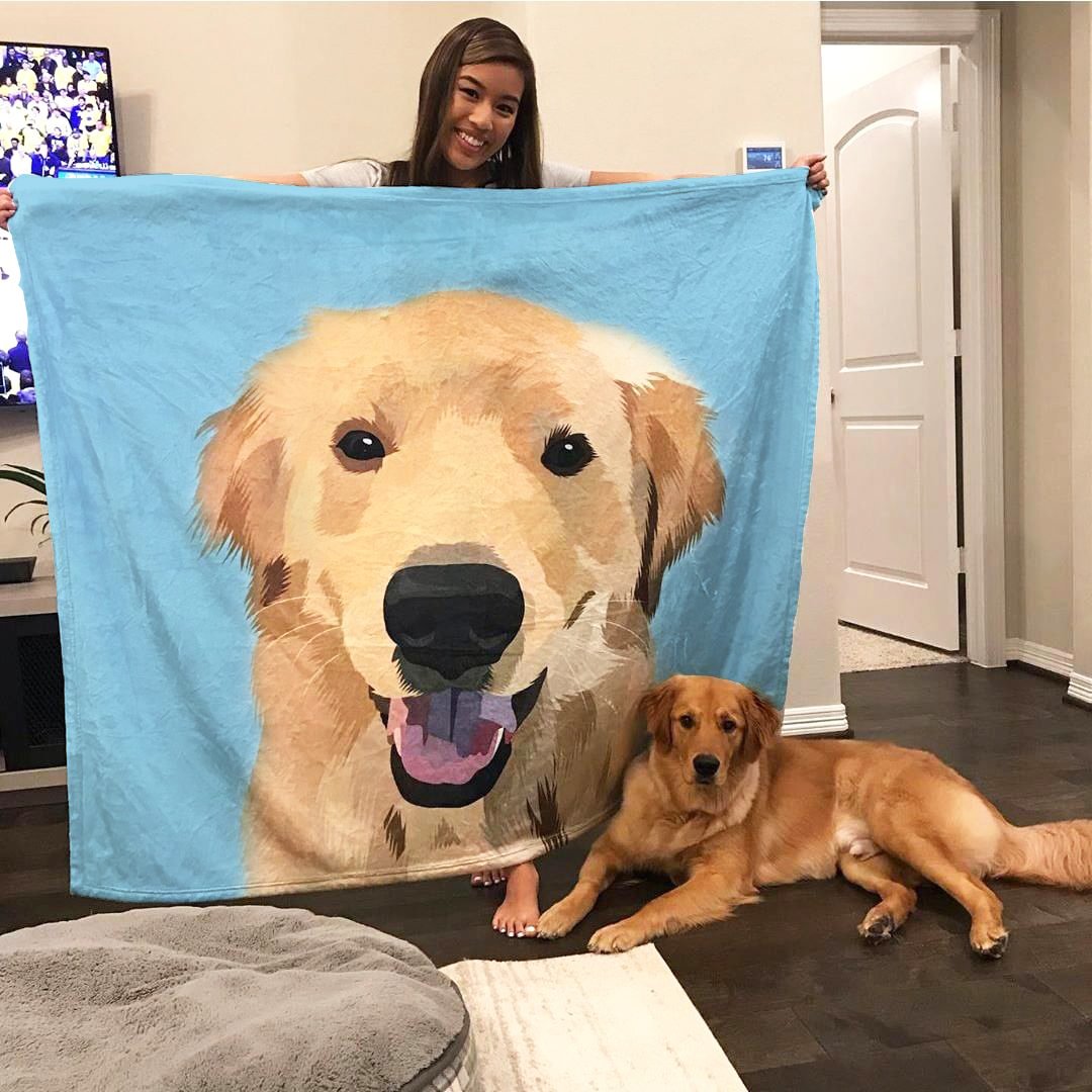 Dog Face Blanket Personalized Pet Photo Blankets Painted Art Portrait Fleece Blanket Gifts For Dog Lovers