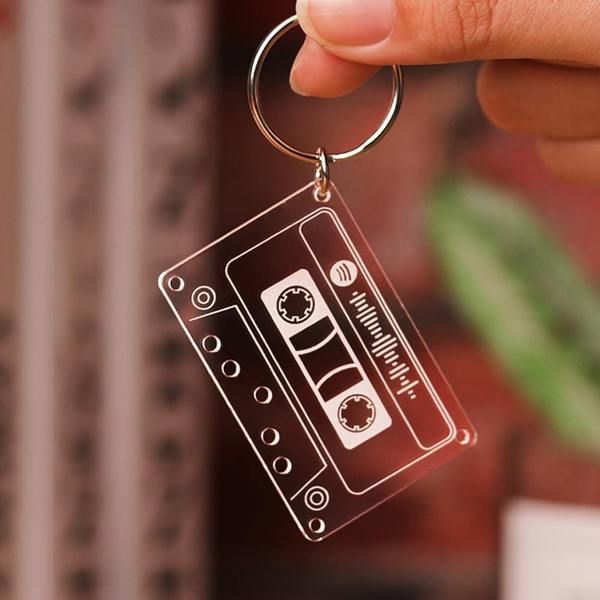 Spotify Song Code Keychain Anniversary Gifts Custom Music Tape Keyring