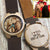 Custom custom-men's Engraved Wooden Photo Watch Brown Cow Leather Strap