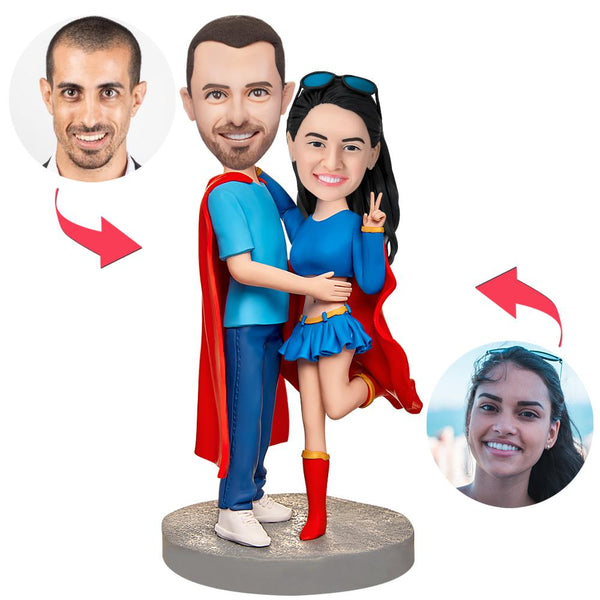 Superman Couples Custom Bobblehead With Engraved Text