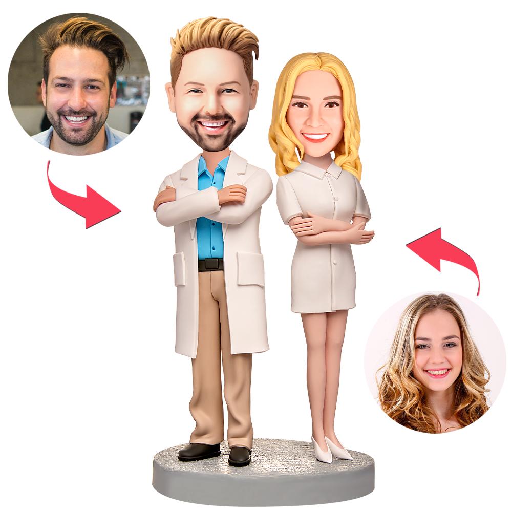 Male Doctors and Female Nurses Custom Bobblehead With Engraved Text