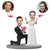 Proposing Couple Holding Flowers Custom Bobblehead with Engraved Text - Myphotomugs