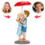 Valentines Gift Lover Hugging Under Umbrella Custom Bobblehead with Engraved Text - Myphotomugs
