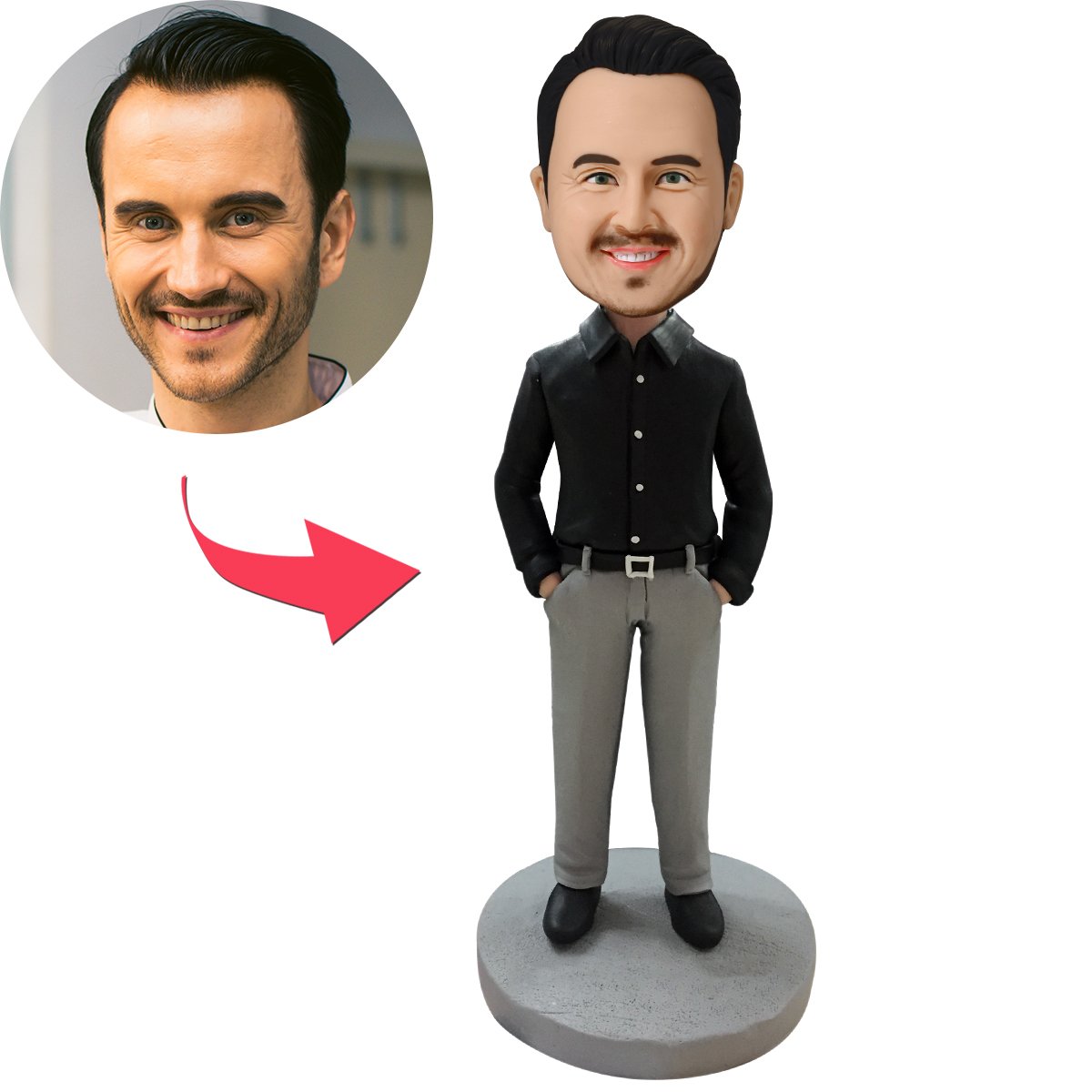 Business Casual Male C Custom Bobblehead With Engraved Text