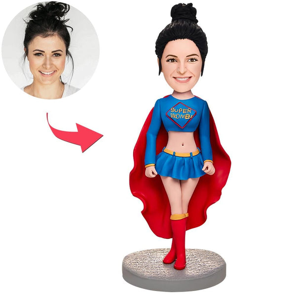 Sexy Superman Girl Custom Bobblehead With Engraved Text