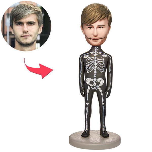 Halloween Gift Skeleton Cosplay Custom Bobblehead with Engraved Text - Myphotomugs