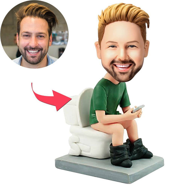 Christmas Day Gifts The Man On The Toilet Custom Bobblehead With Engraved Text
