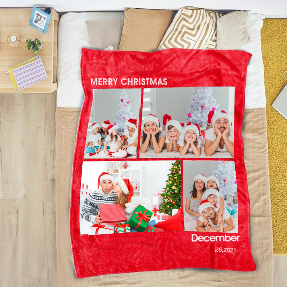 Christmas Gifts For Family Custom Blanket with Photos Custom Blankets Personalized Photo Blankets Custom Collage Blankets with Multiple Photos