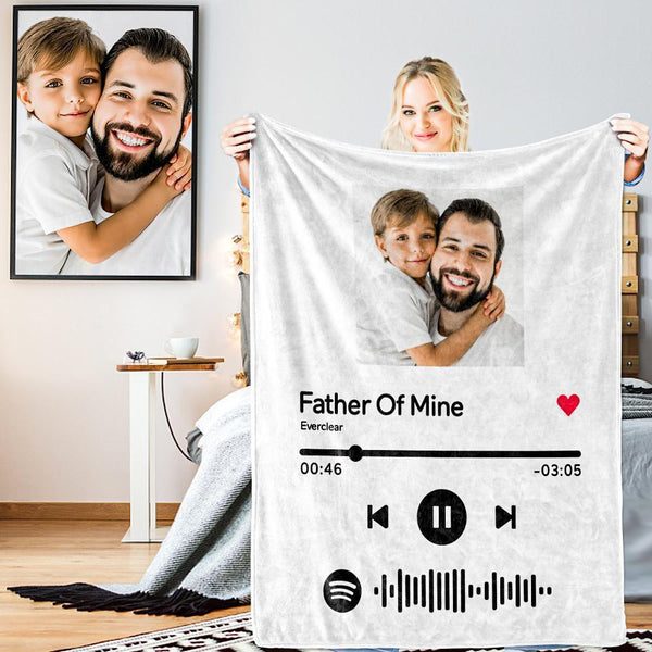 Custom Spotify Code Blanket Personalized Song Player Photo Blankets For Dad