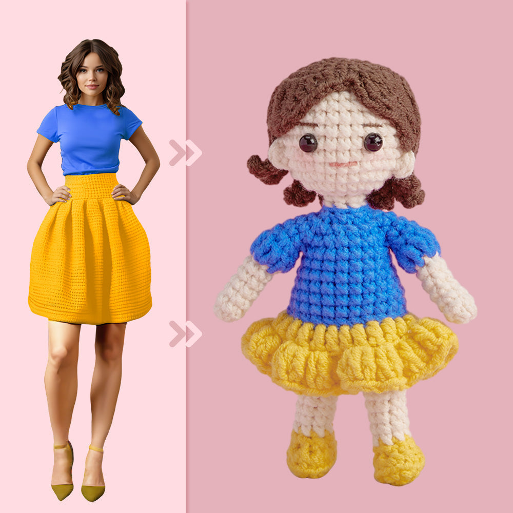 Full Body Customizable 1 Person Custom Crochet Doll Personalized Gifts Handwoven Mini Dolls - Snow White - Myphotomugs