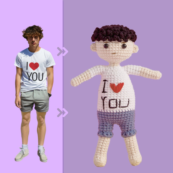 Full Body Customizable 1 Person Custom Crochet Doll Personalized Gifts Handwoven Mini Dolls - I Love You - Myphotomugs