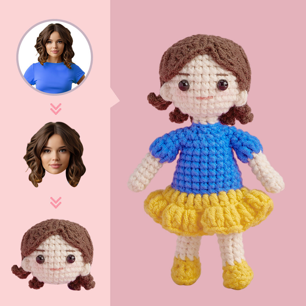 Custom Face Crochet Doll Personalized Gifts Handwoven Mini Dolls - Snow White - Myphotomugs