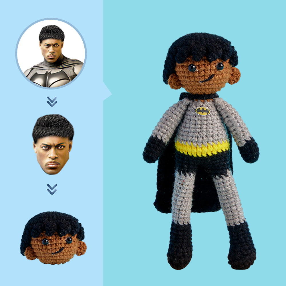 Custom Face Crochet Doll Personalized Handwoven Mini Dolls Gifts - Batman - Myphotomugs