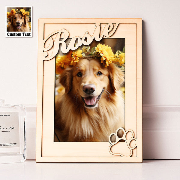 Custom Pet Photo Frame with Personalized Name Wooden Plaque - Myphotomugs