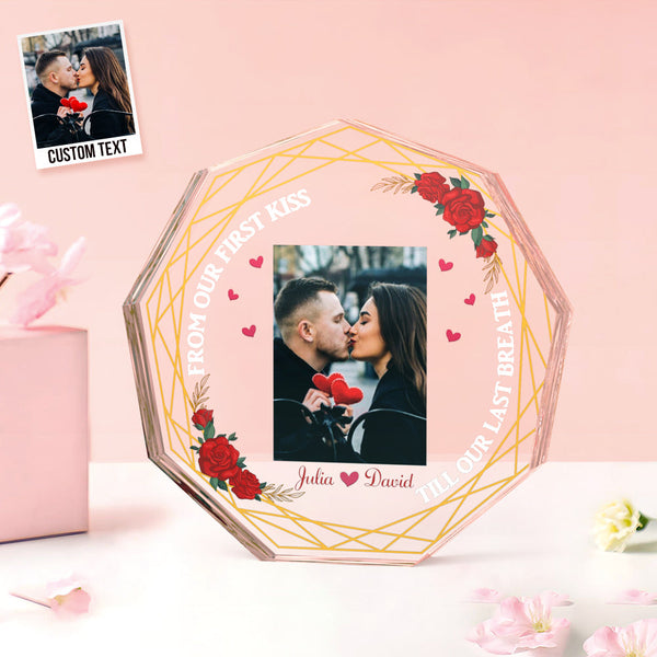 Custom Photo Acrylic Plaque Gift for Couples from Our First Kiss Till Our Last Breath - Myphotomugs