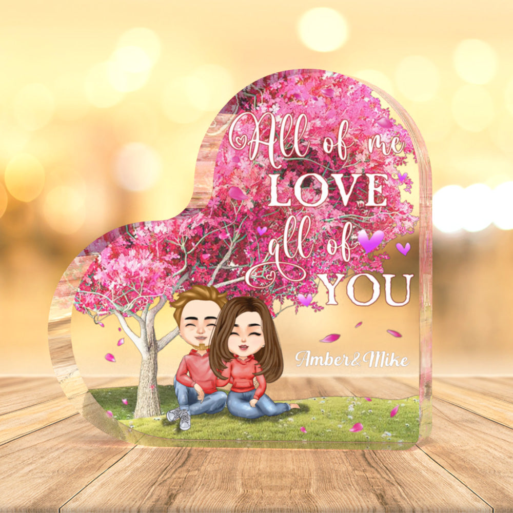Custom Heart Plaque Love Couple Personalized Hairstyle Clothes and Name Cartoon Valentine's Gifts - Myphotomugs