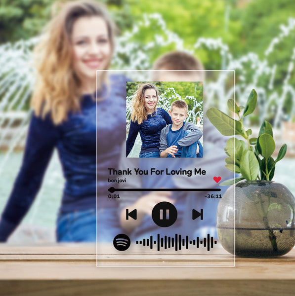 Mother's Day Spotify Glass Art Custom Spotify Code Music Plaque Personalised Song Ablum Anniversary Gift For Her